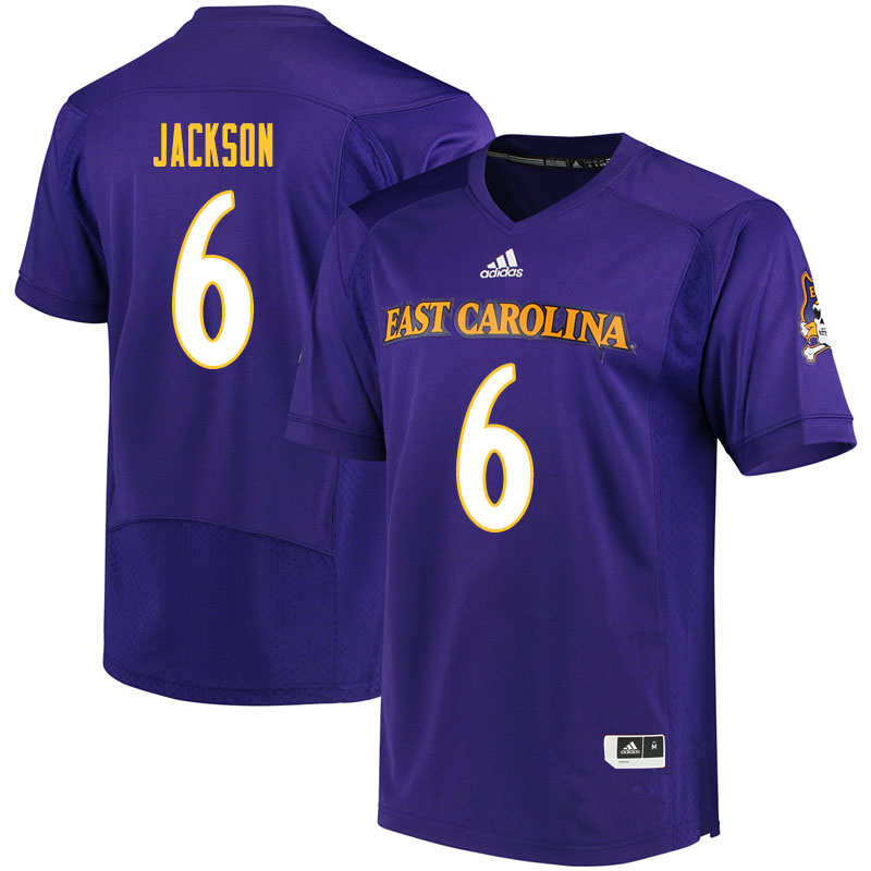 Men #6 Teylor Jackson ECU Pirates College Football Jerseys Sale-Purple